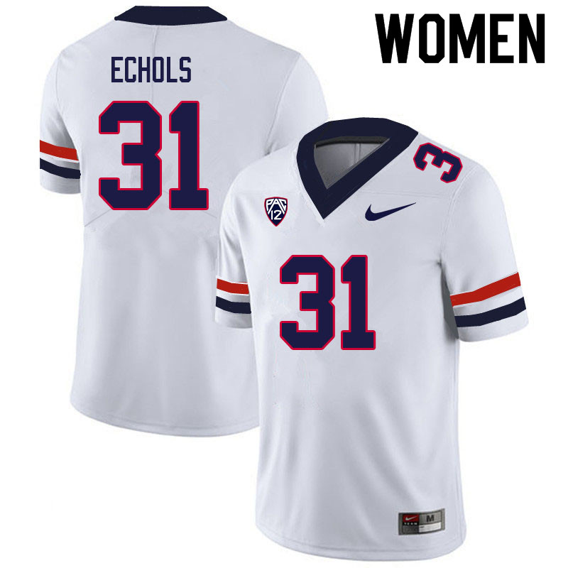 Women #31 Hunter Echols Arizona Wildcats College Football Jerseys Sale-White